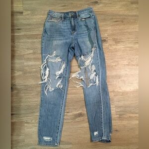 Fashion Nova Ripped Light Blue Boyfriend Jeans